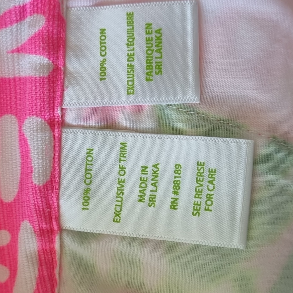 Lilly Pulitzer, bright pink/green/white shorts, pockets, size 00 - Picture 9 of 9